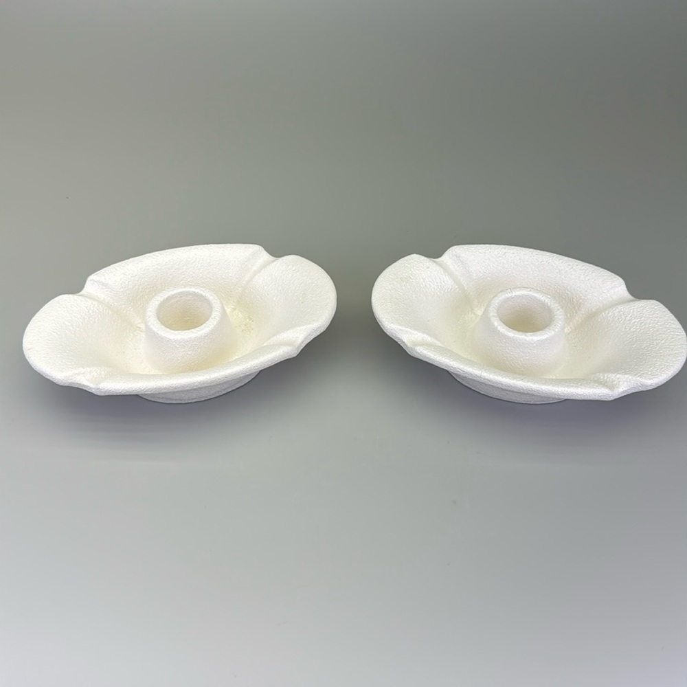 Haeger Textured White Ceramic Candle Holders